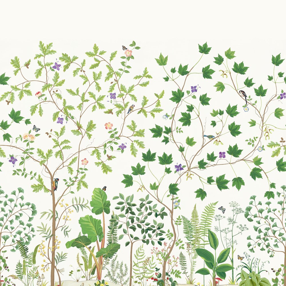 Sycamore & Oak Wallpaper Panel 217211 by Sanderson in Botanical Green